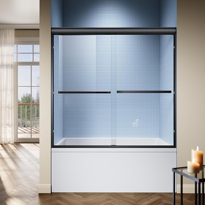 56-60″x 58″ Semi-Frameless Sliding Bathtub Shower Door, 1/4" Tempered Glass - Image 3