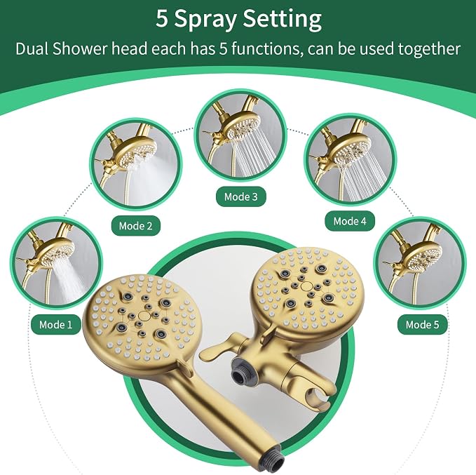 2 Handle Shower Faucet Shower System Complete 2 in 1 Shower Combo Set - Image 3