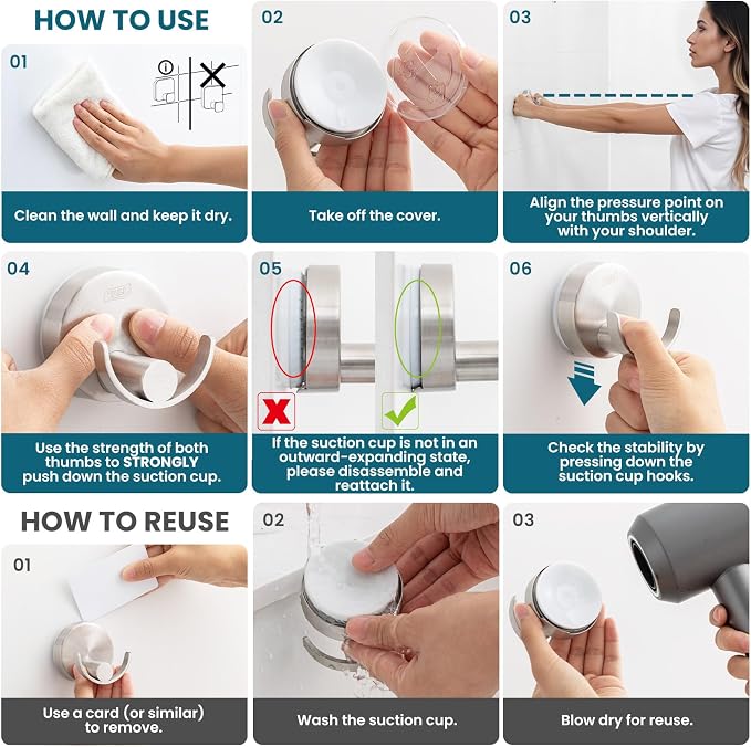 TAILI Stylish 304 Stainless Steel Bathroom Suction Hooks - Image 9