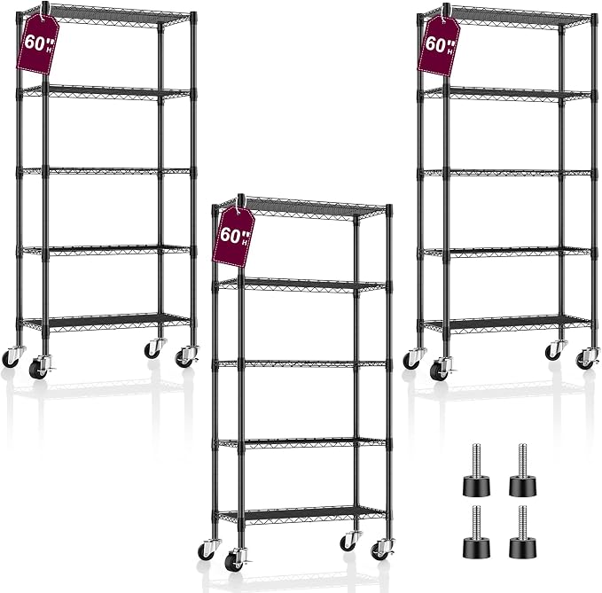 3 Pack 5-Tier Metal Wire Shelving Unit by Homtura