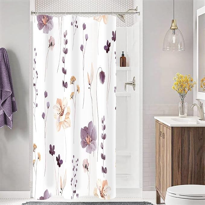 Gibelle Small Stall Shower Curtain 36 x 72, Narrow Half Watercolor Floral by Gibelle