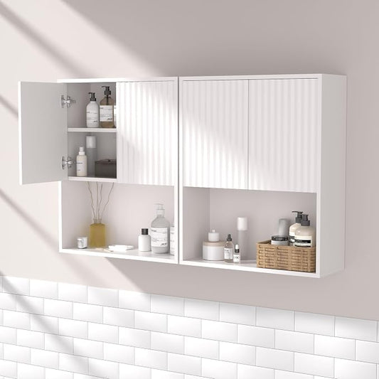 Fluted Bathroom Wall Cabinet Over The Toilet Storage, Wall Mounted Cabinet by NewBeth