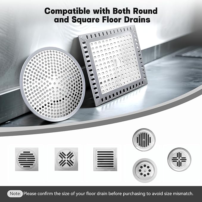 Makerfire 2PCS Shower Drain Hair Catcher, Flat Shower Drain Cover/Filter - Image 5