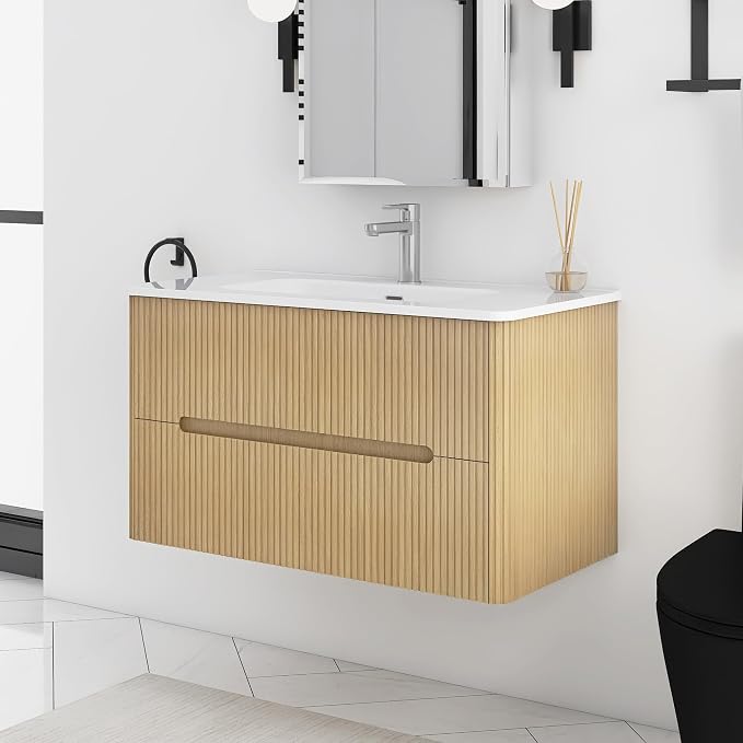 36-Inch Bathroom Vanity with Sink, Modern Wall Mounted Floating Bathroom Vanity - Image 3