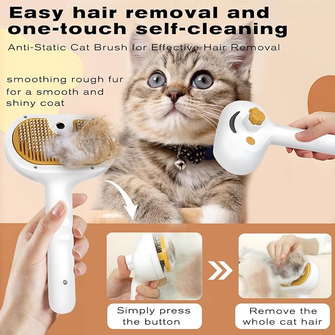 Pet Steam Brush for Dog & Cat – 3-in-1 Spray Hair Removal Comb – Steam Brush - Image 3