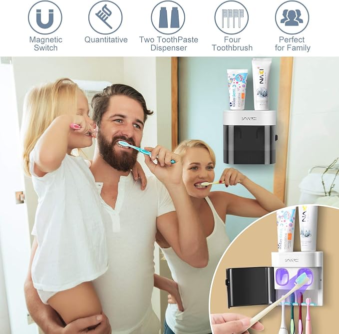 Boperzi Dustproof Cover Toothbrush Holder Wall Mounted Automatic Dispenser - Image 4