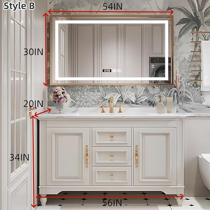 56IN Cream White Bathroom Vanity - Image 2