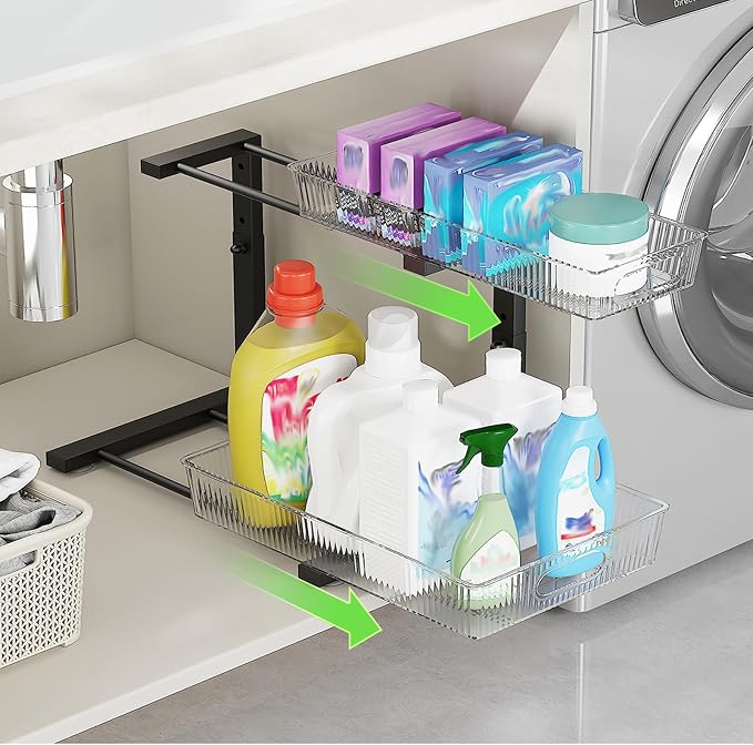 2 Pack Under Sink Organizer, 2 Tier Pull Out Storage Organizer, Slide Out - Image 5