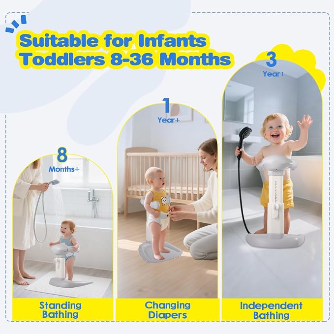 FAHKNS Baby Shower Stand Adjustable 9 Level Position Bath Shower Standing - Image 2