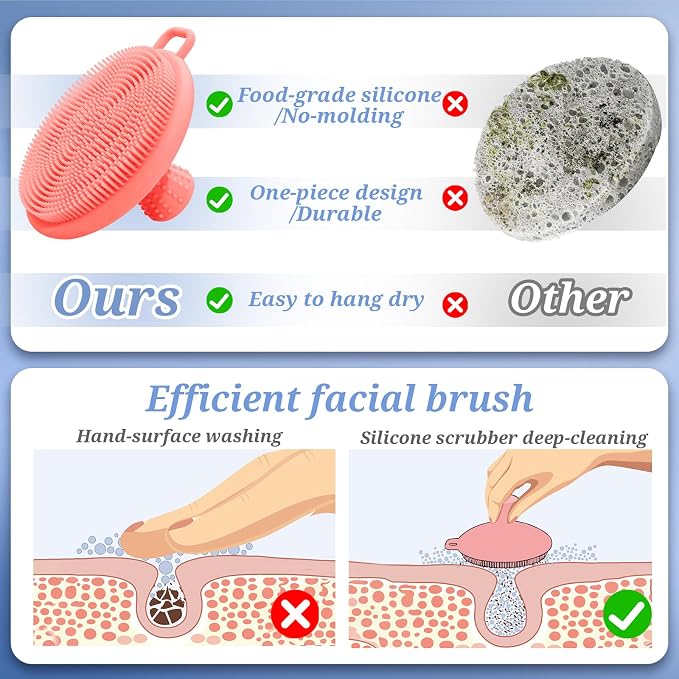Silicone Back & Body & Face Scrubbers Set 4PCS, 15.35’’ Soft Back Scrubber - Image 5