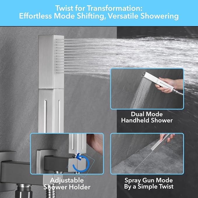 VANFOXLE Shower Faucet Set Brushed Nickel Shower System, Push Button Diverter - Image 5