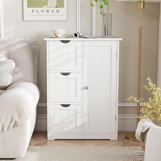 Tangkula Bathroom Floor Cabinet, Freestanding Storage Cabinet - Image 4