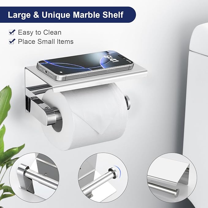 5-Piece Towel Bar Set Polish Chrome Bathroom Hardware Accessories Set Upgraded - Image 2