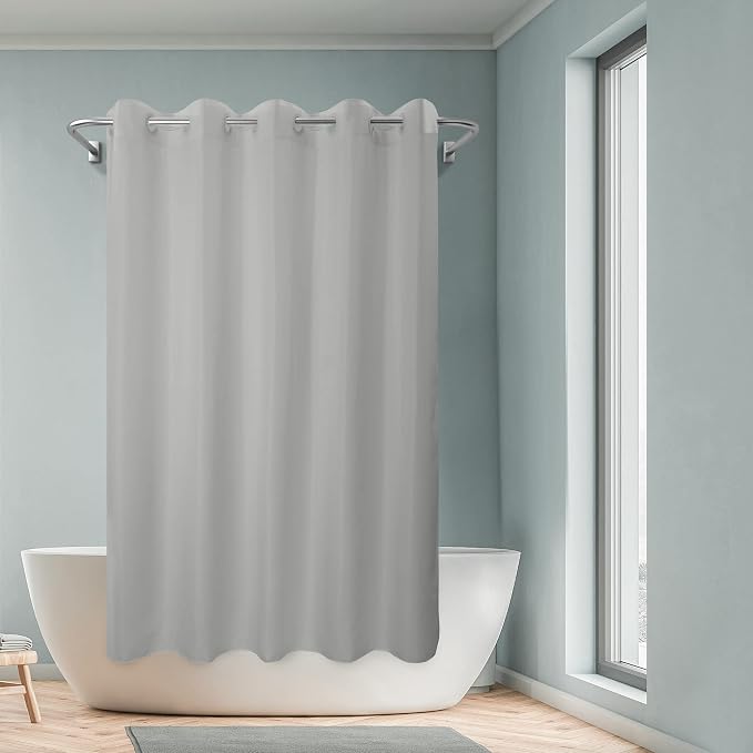 River Dream No Hook Hotel Cloth Grey Shower Curtain Soft Microfiber & Waterproof - Image 7