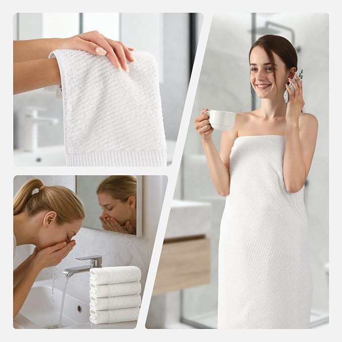 REDKISS Luxury Bath Towel Set of 8, 100% Cotton Bathroom Towels Set - Image 7