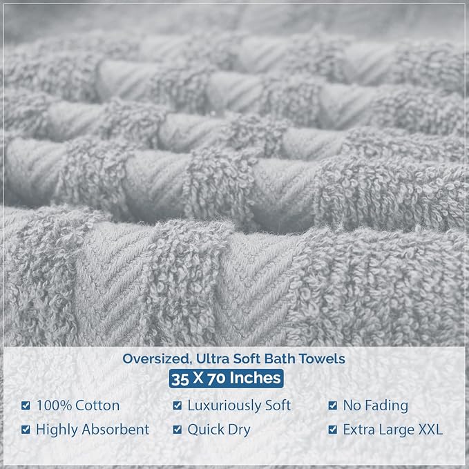 DAN RIVER 2 Pack Luxury Bath Sheets 35x70, 600 GSM, Soft & Quick Dry 100% Ring - Image 8