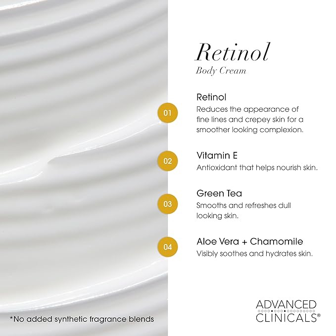 Advanced Clinicals Retinol Body Lotion + Collagen Body Oil 2pc Skincare Set - Image 5
