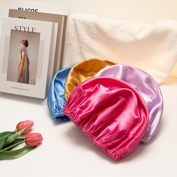 AmazerBath Shower Cap, Double Layers Hair Cap - Image 5