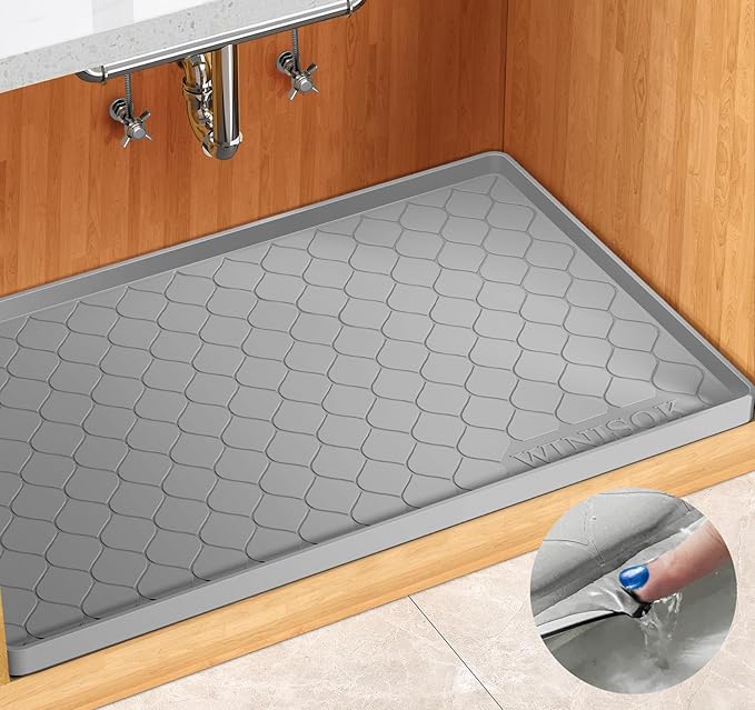 Silicone Under Sink Mat 28" x 19", kitchen Essentials and Gadgets, Shelf liner by Winisok