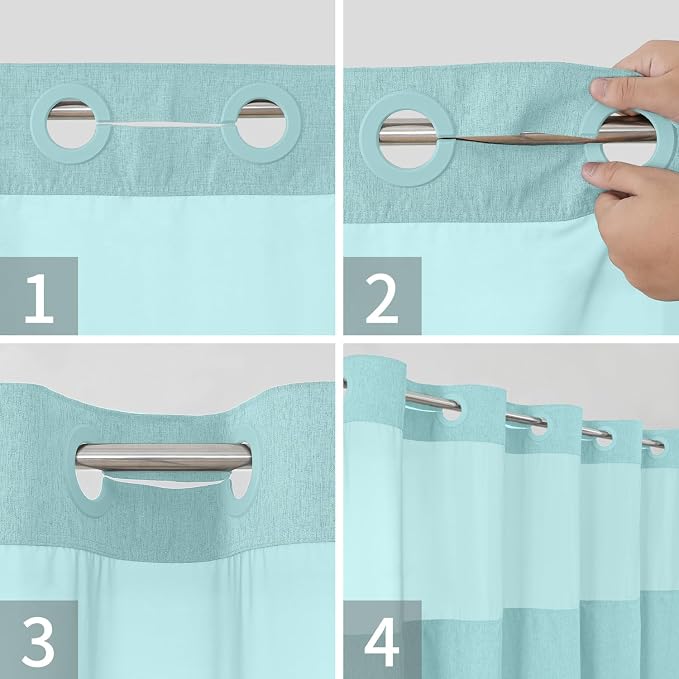 Stall No Hooks Needed Linen Textured Shower Curtain - Image 5