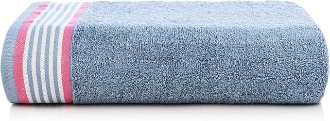 CASA COPENHAGEN He & She 2 Pieces Large Bath Sheet Set- Dusty Blue + Pink - Image 2