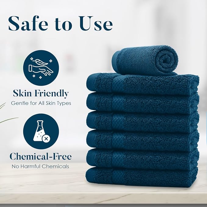 DAN RIVER 12-Pack Premium 100% Cotton Blue Opal Face Towels – Reusable Face - Image 8