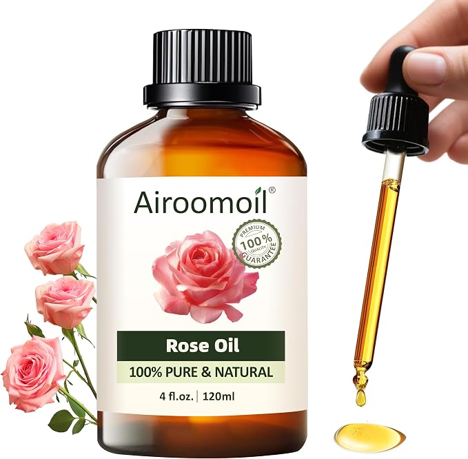 Pure Rose Essential Oil, 100% Natural Rose Oil, Premium Grade Essential Oils by Airoomoil