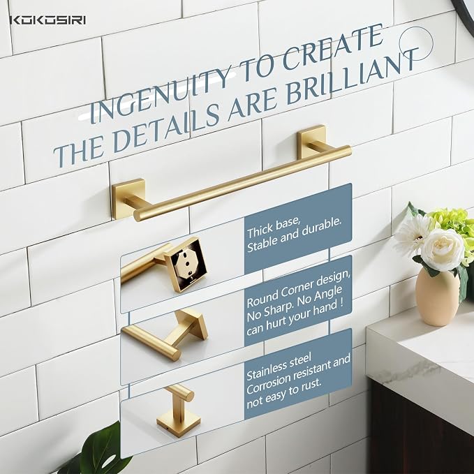 KOKOSIRI Hand Towel Bar Bathroom Towel Holder - Image 5