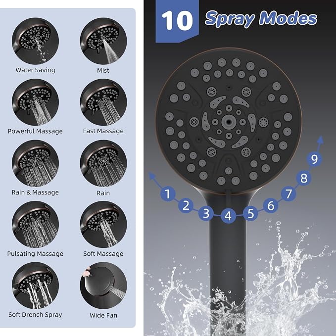 Hibbent 5-spray Filtered Rainfall Shower Head Combo, High Pressure 13'' - Image 3