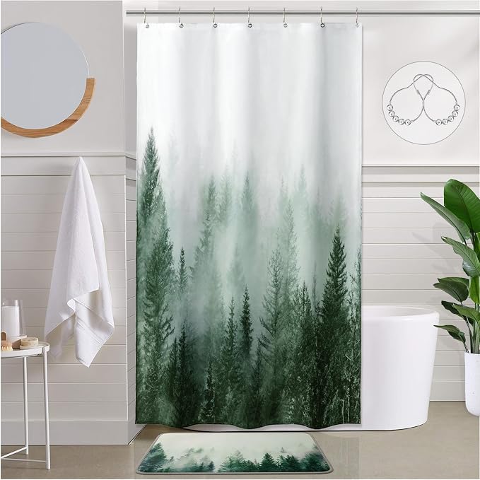 ORTIGIA Misty Forest Stall Shower Curtain by ORTIGIA