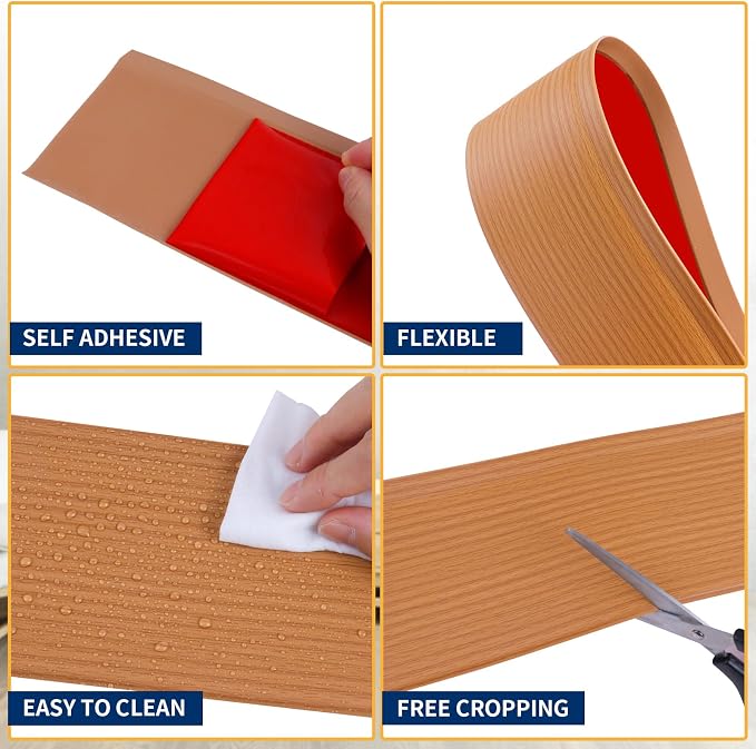 Flexible Baseboard Molding Trim 4 Inch Self-Adhesive Vinyl Wall Base Peel and - Image 3