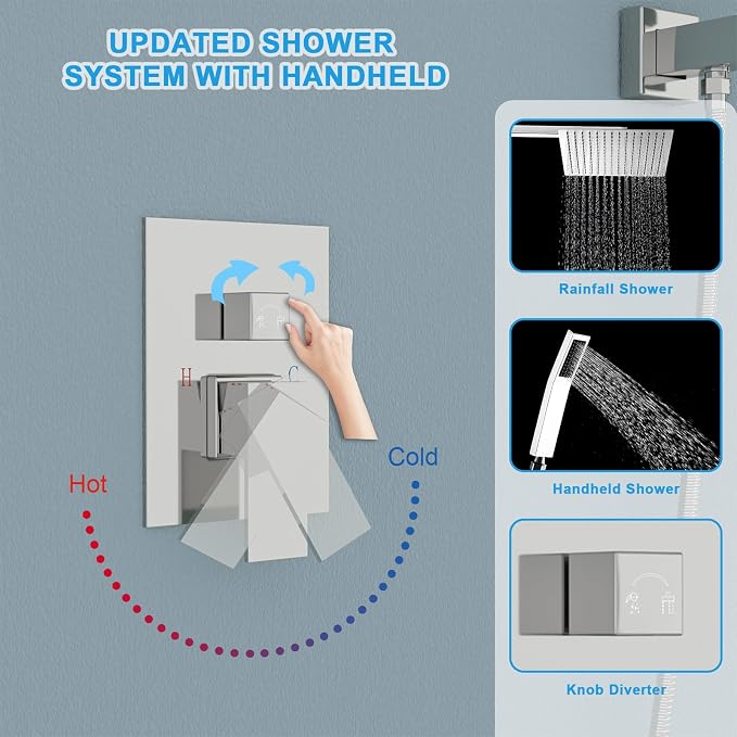 Lordear Rain Shower System Wall Mounted Shower Faucet Set - Image 6