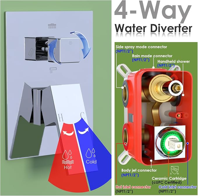 ENGA Shower System with Tub Spout, Bathtub Shower Faucet Combo Set - Image 7