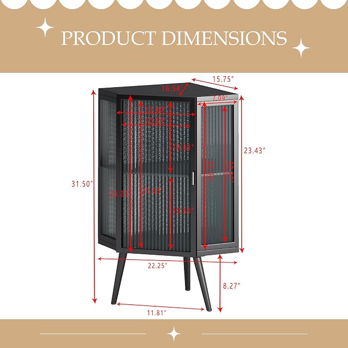Corner Storage Cabinet with Glass Door - Image 2