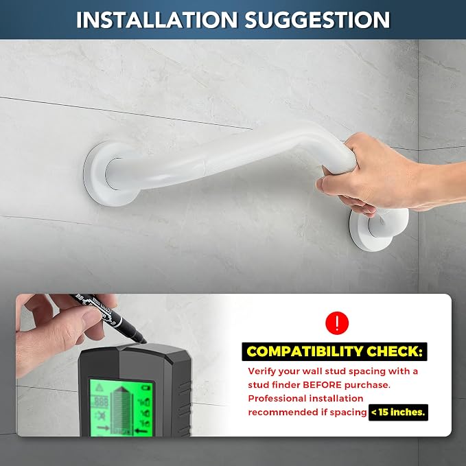 Grab Bars for Bathtubs and Showers- 1-1/4 x 16 Angled Shower Grab Bar for - Image 2