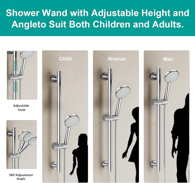 Shower Slide Bar Handheld Shower Head - Image 4