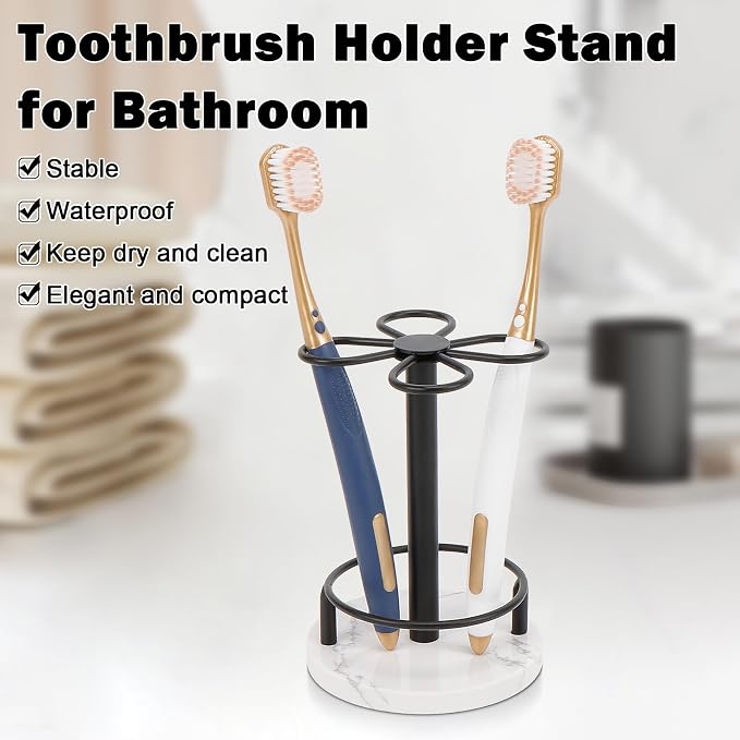 HarJue Toothbrush Holder Stand for Bathroom, Metal Toothbrush Organizer - Image 3