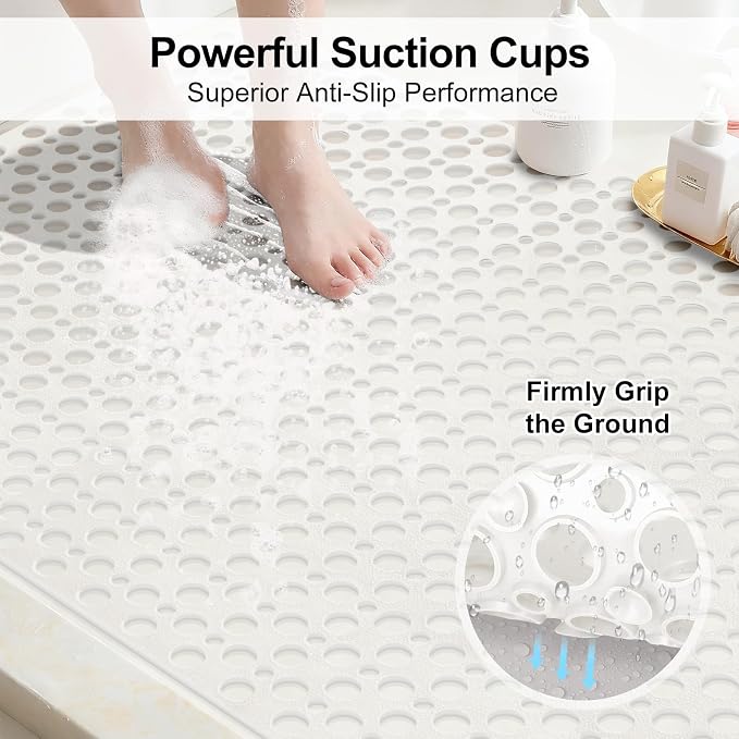 Non Slip Shower Mat with Suction Cups, 31.5x47.2 Inch Quick Drain TPE Anti Slip - Image 3
