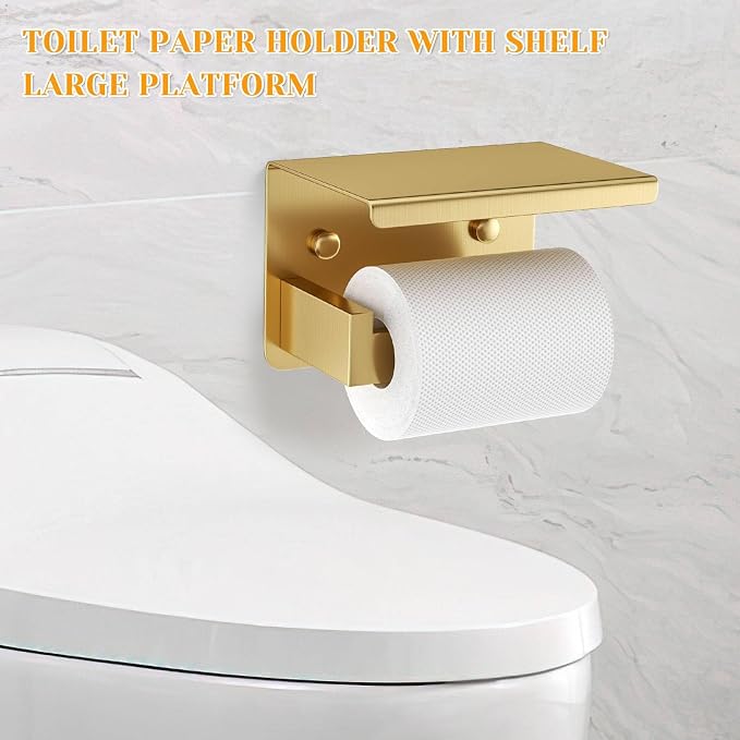 Brushed Gold Towel Bar Set 5 Pieces Bathroom Hardware Accessories Set, Upgraded - Image 4