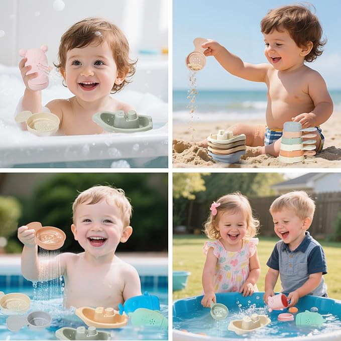 Baby Bath Toys for Kids Ages 1-3, Silicone Bath Toy and Bath Boats Spoons - Image 7