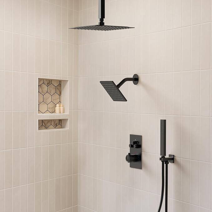 Ceiling Mount 12" High-Pressure Rainfall Shower Faucet, Dual Rainfall Shower - Image 8