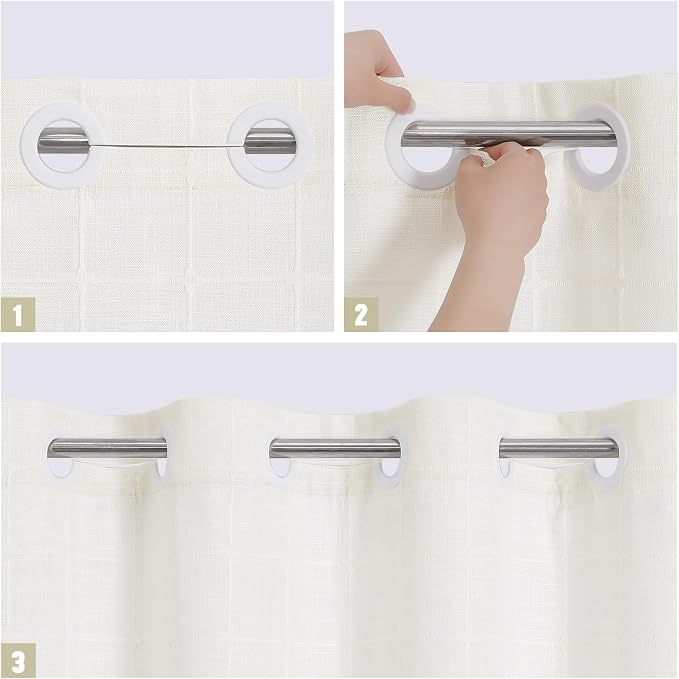 MitoVilla No Hooks Needed Boho Farmhouse Shower Curtain - Image 4