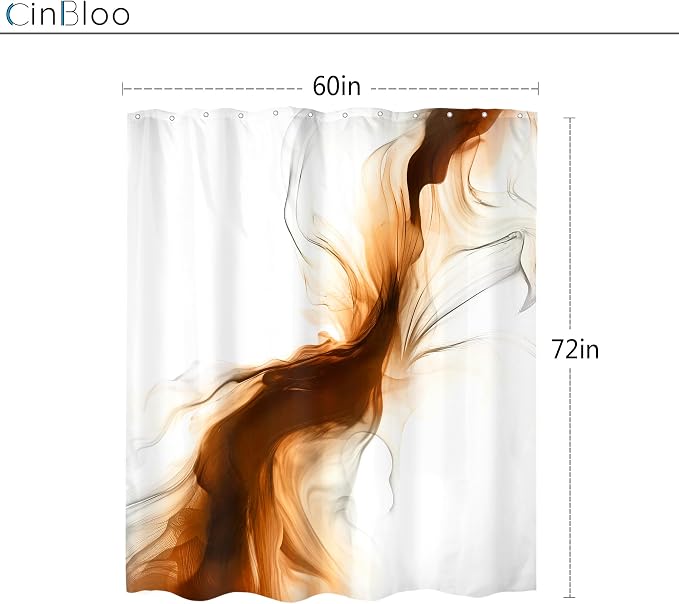 Cinbloo Burnt Orange 60Wx72H Shower Curtain Abstract Bathroom Decor - Image 5