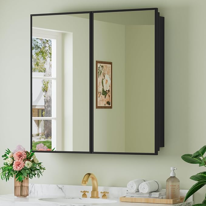Buruis 30" x 30" Framed Medicine Cabinet by KeepYourBathroomKitchenandHomeOrganized