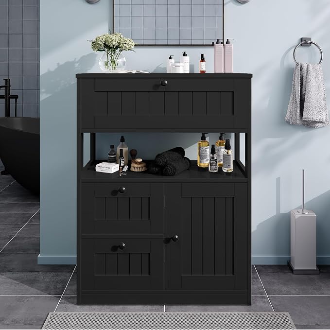 Storage Cabinet, Modern Bathroom Floor Storage Cabinet Organizer - Image 2