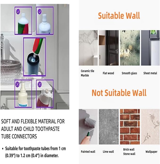 No-Drill Wall Mounted Toothbrush Holder, Bathroom Shelf, - Image 7