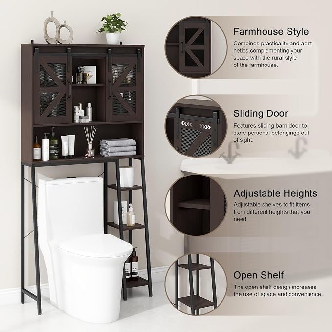 Over The Toilet Storage Cabinet, Farmhouse Storage Cabinet Over Toilet - Image 4