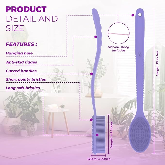 Silver Infused Long Handle Back Scrubber - Image 9