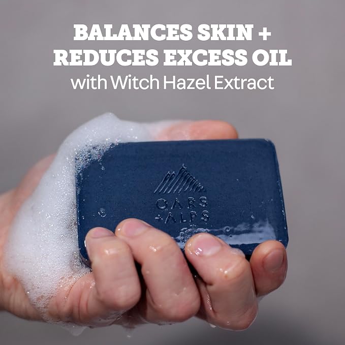 Oars + Alps Blue Charcoal Exfoliating Men's Bar Soap, Made - Image 7