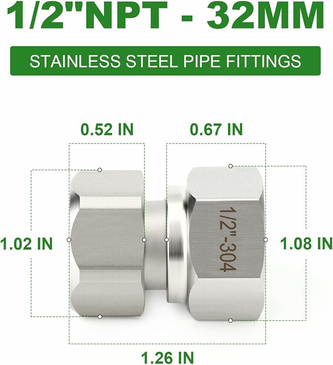 TAISHER 5PCS 304 Stainless Steel Flexible Movable Connector, 1/2" NPT Female - Image 2